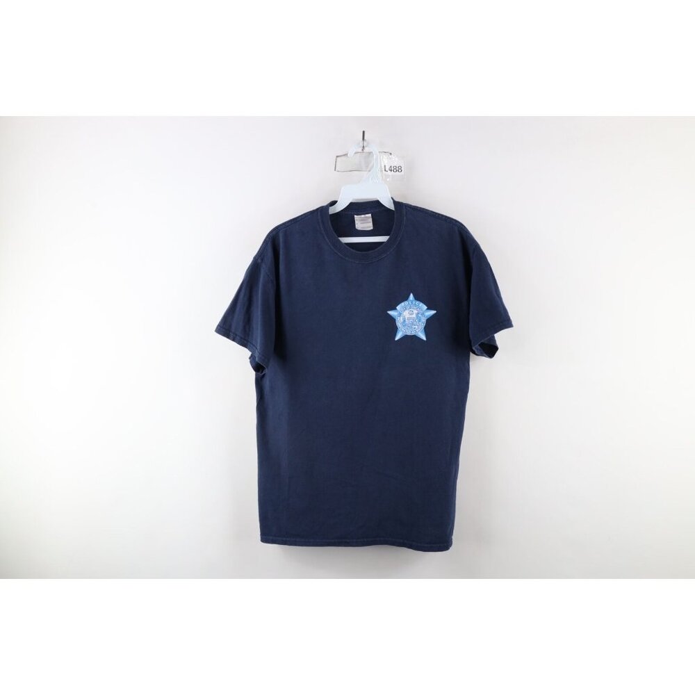 Vintage Streetwear Mens Medium Faded Cpd Chicago Police Department T-Shirt Blue